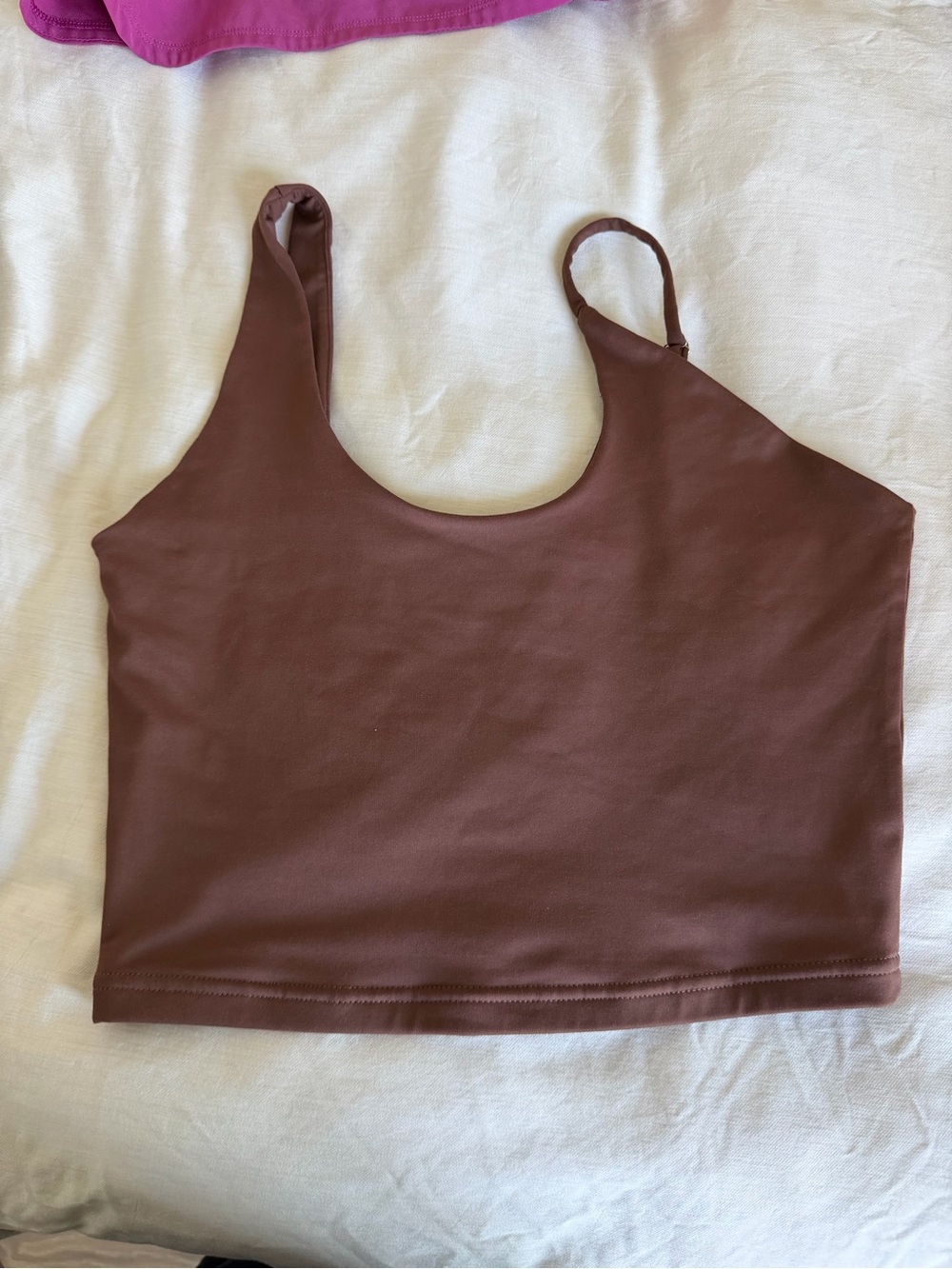 Brown Scoop Neck Crop Tank Top